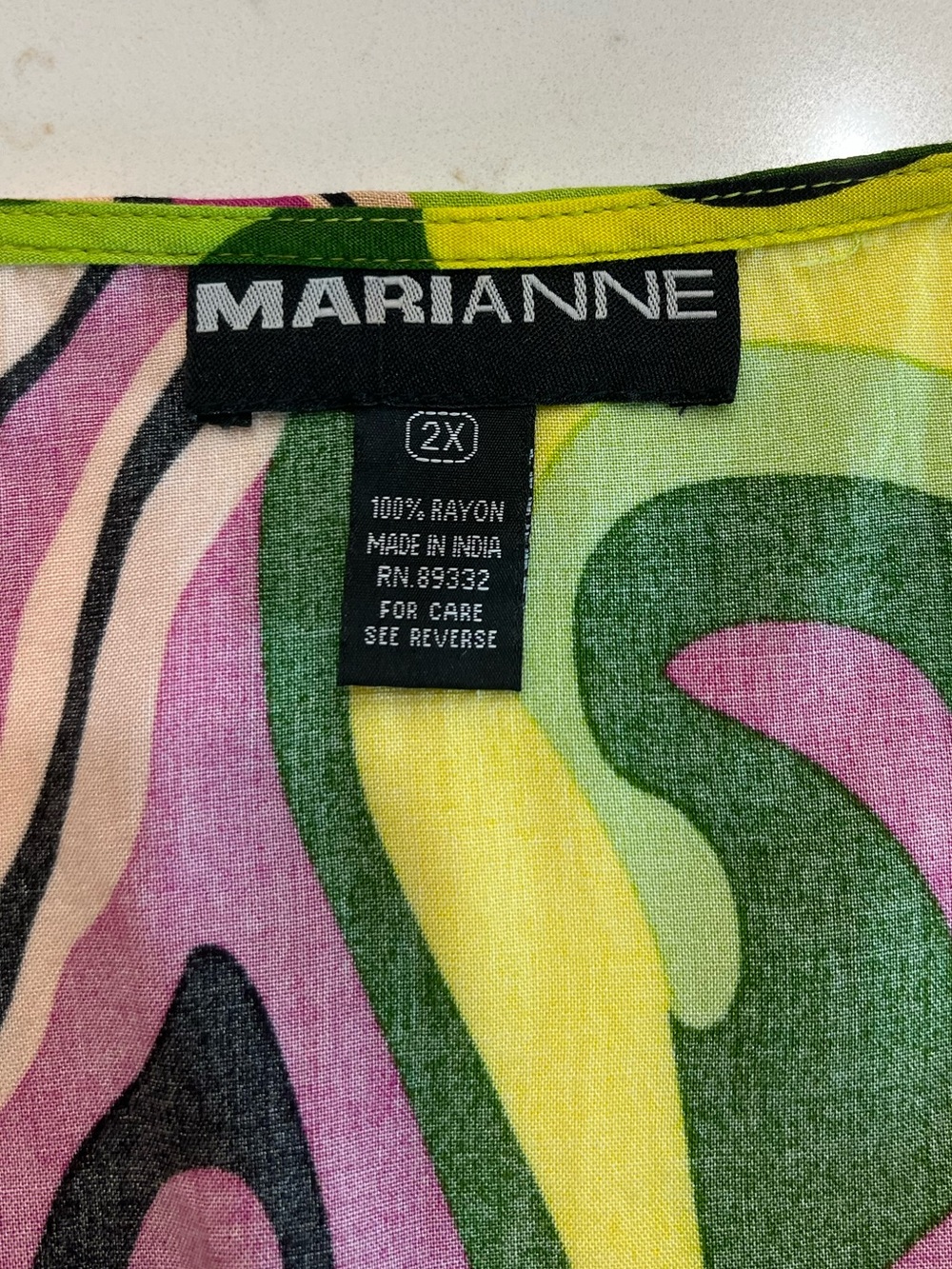 Marianne 2X Psychedelic Swirl Maxi Dress Flutter Sleeve Rayon Belted - Picture 4 of 7